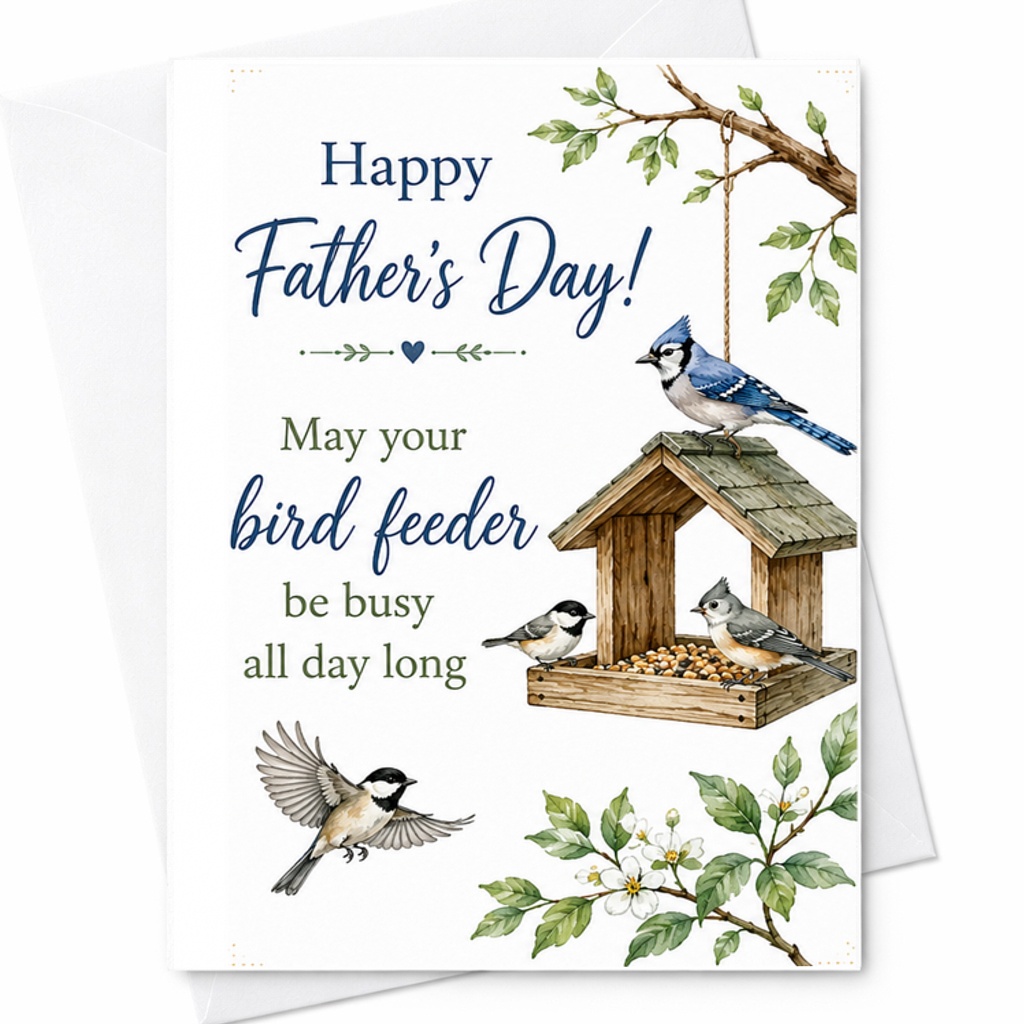 May Your Bird Feeder Be Busy All Day Long Fathers Day Card Birdwatching Dad Card Nature Lover Card Gift C1617
