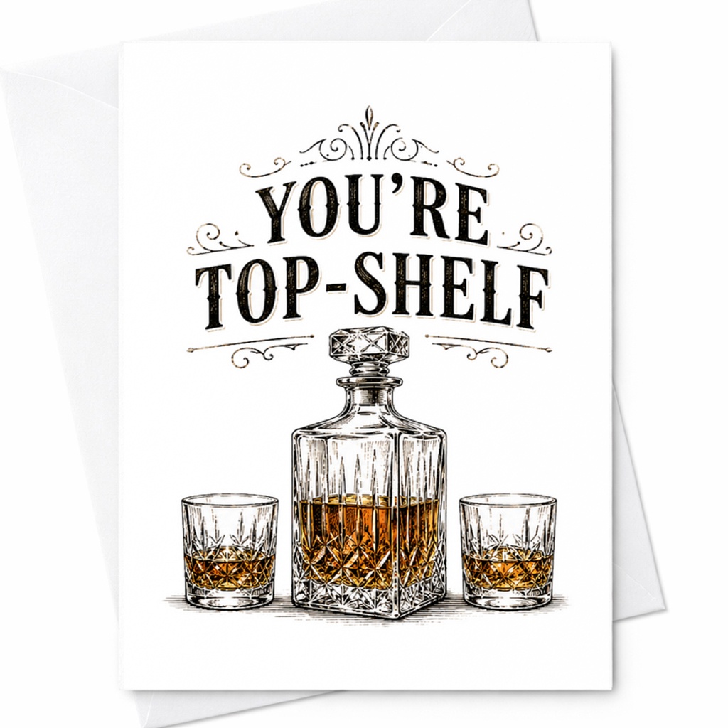 You’re Top-Shelf Funny Fathers Day Card Whiskey Dad Card Classy Liquor Bourbon Card For Dad Husband C1626