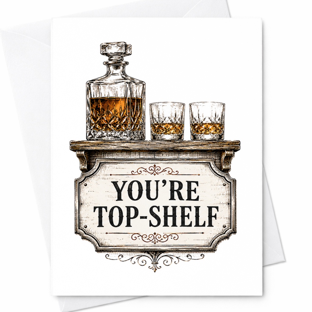 You’re Top-Shelf Funny Fathers Day Card Whiskey Dad Card Classy Liquor Bourbon For Dad Husband Card C1627
