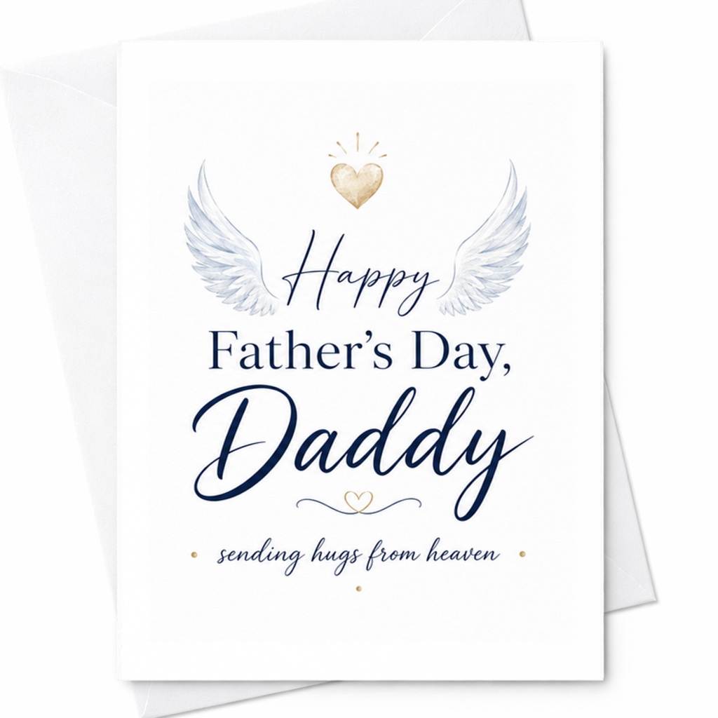 Happy Father’s Day Daddy Sending Hugs From Heaven Memorial Dad Card Loss Of Father Sympathy From Child Card C1629