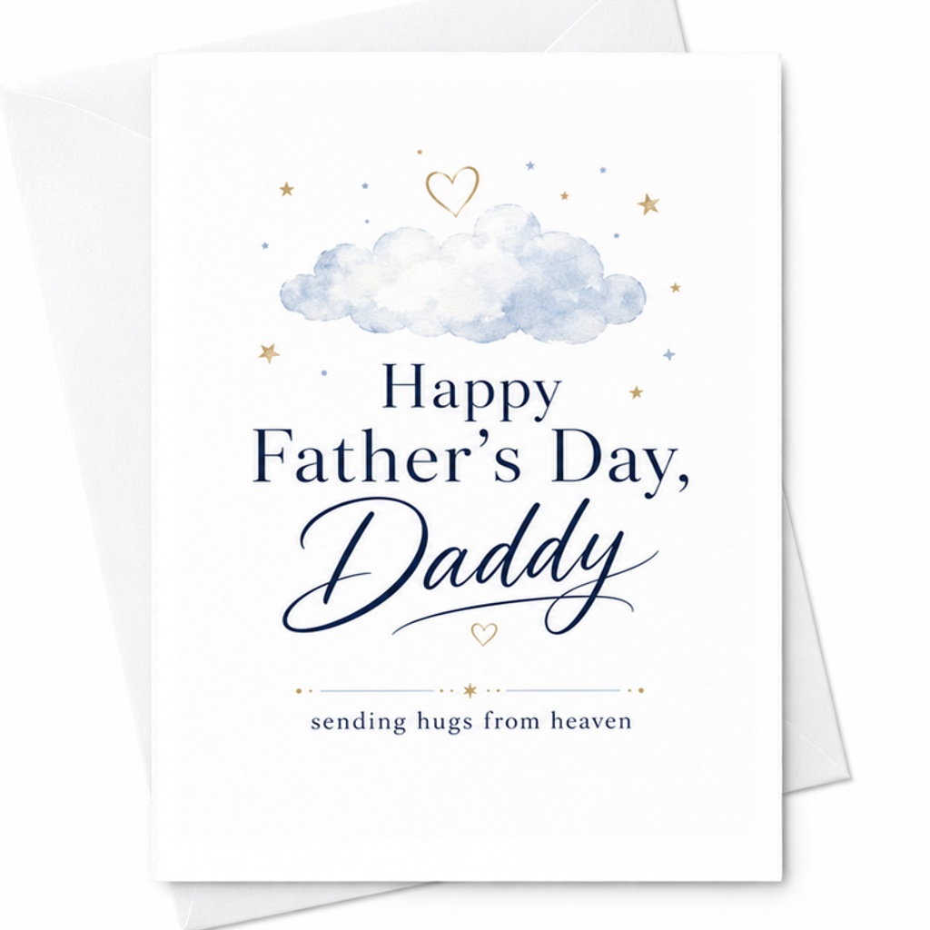 Happy Father’s Day Daddy Sending Hugs From Heaven Memorial Dad Card Loss Of Father Sympathy Card From Child C1628