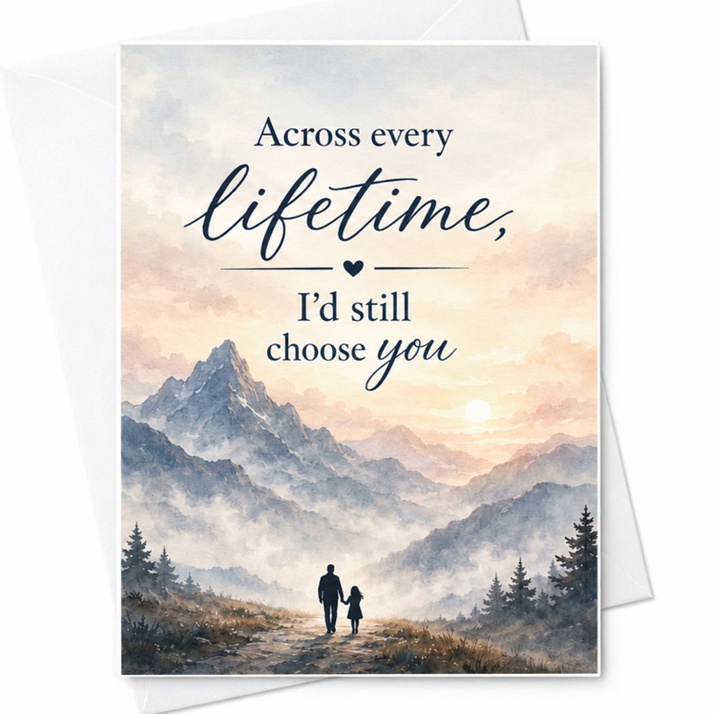 Across Every Lifetime I’d Still Choose You Fathers Day Card From Daughter Emotional Dad Watercolor Card C1631