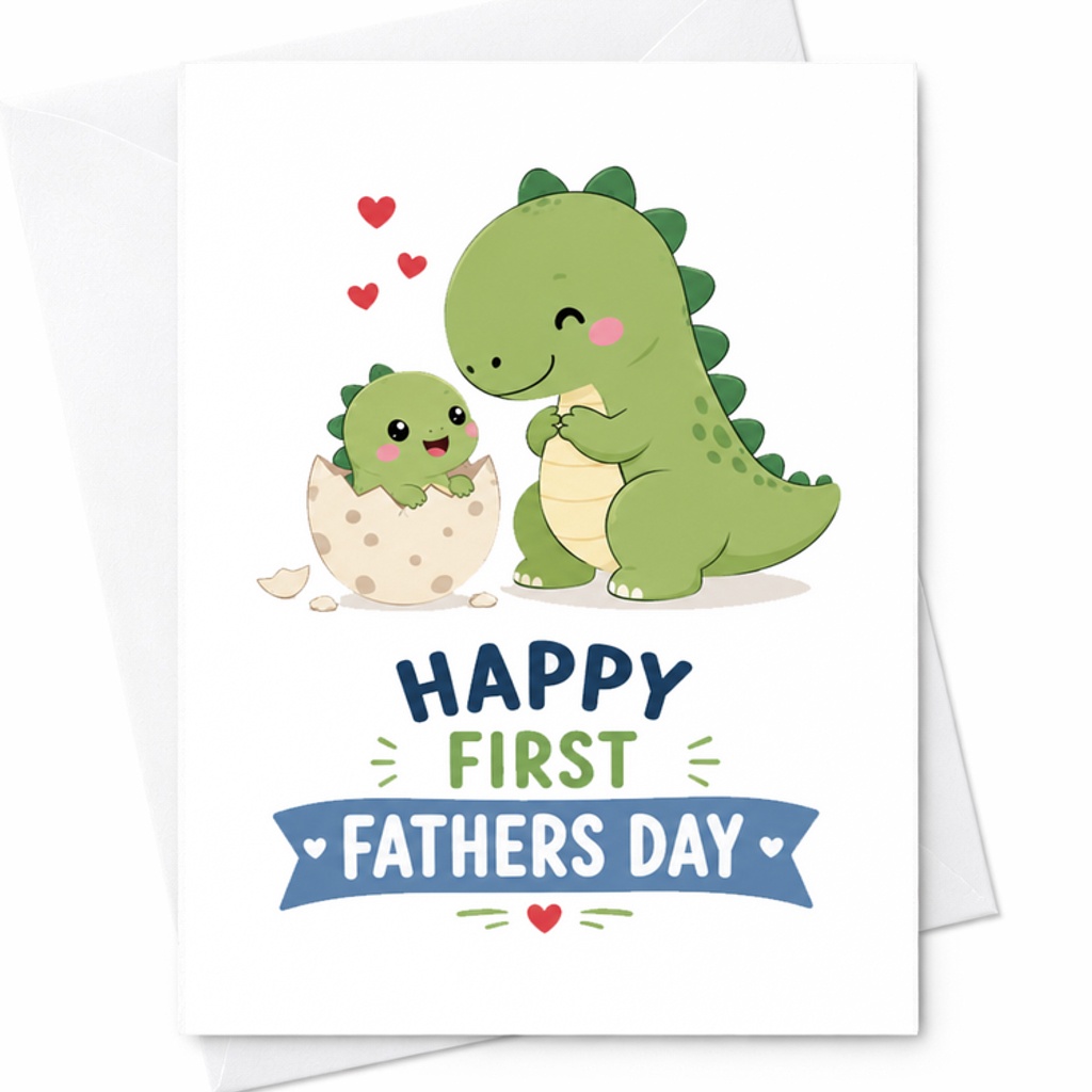 Happy First Fathers Day Dinosaur Card New Dad Fathers Day Card Cute Dino Daddy From Baby Son Card C1638