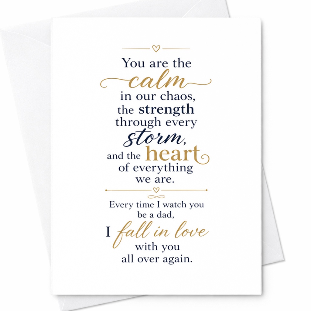 You Are The Calm In Our Chaos Emotional Fathers Day Card Husband Daddy Card From Wife Sentimental Dad C1633