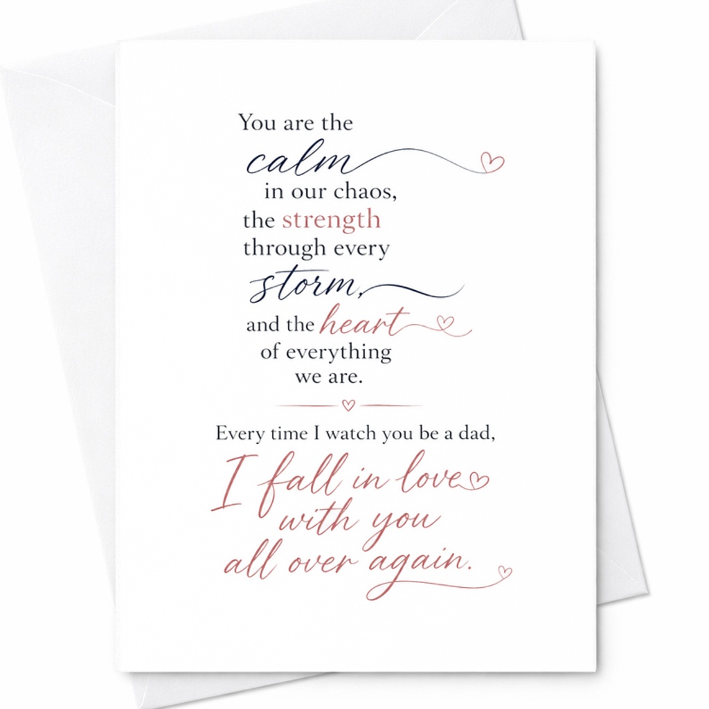 You Are The Calm In Our Chaos Emotional Fathers Day Card Husband Daddy From Wife Sentimental Dad Card C1634