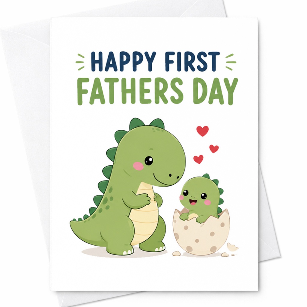 Happy First Fathers Day Dinosaur Card New Dad Fathers Day Card Cute Dino Daddy Card From Baby Son C1637