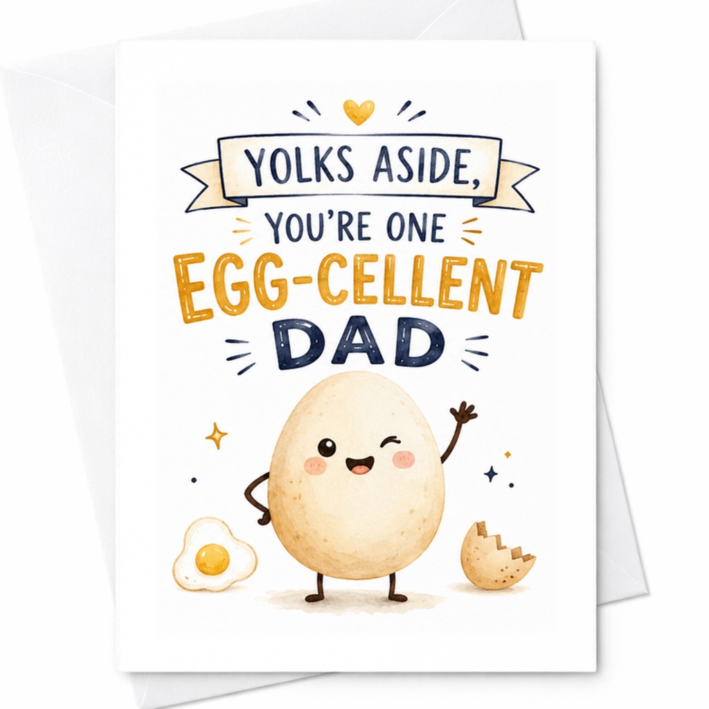 Yolks Aside You’re One Egg-Cellent Dad Funny Fathers Day Card Cute Egg Pun From Kids Dad Card C1642