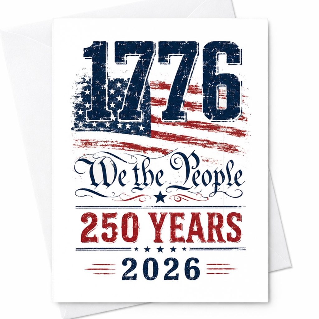 1776 We The People 250 Years 2026 Patriotic 4th Of July Card Vintage Americana Independence Day C1651