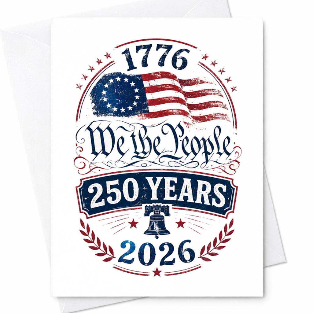 1776 We The People 250 Years 2026 Patriotic 4th Of July Card Vintage Americana Independence Day Gift C1652