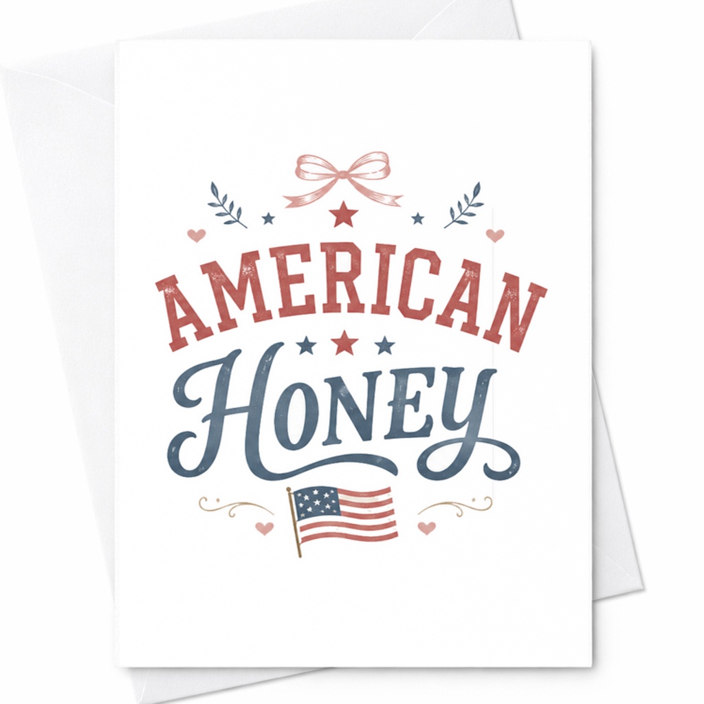 American Honey Patriotic 4th Of July Card Coquette Americana Soft Feminine USA Summer C1665