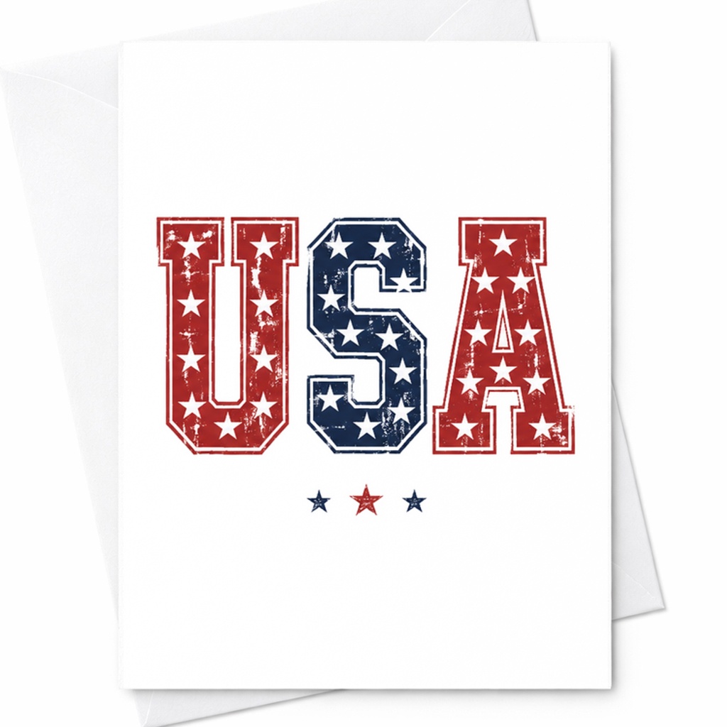 USA 4th Of July Card Patriotic America Card Retro Americana Independence Day USA Flag C1673