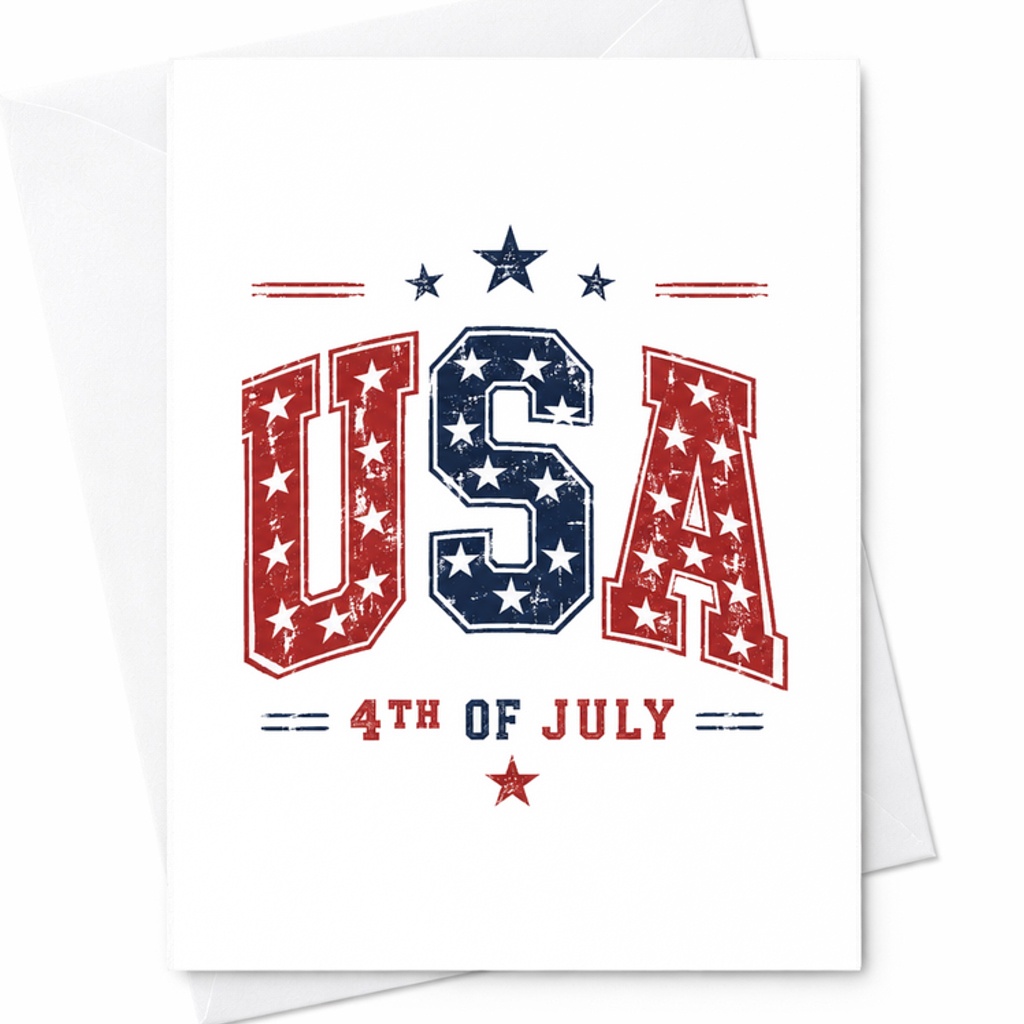 USA 4th Of July Card Patriotic America Card Retro Americana Independence Day USA Flag Card C1672