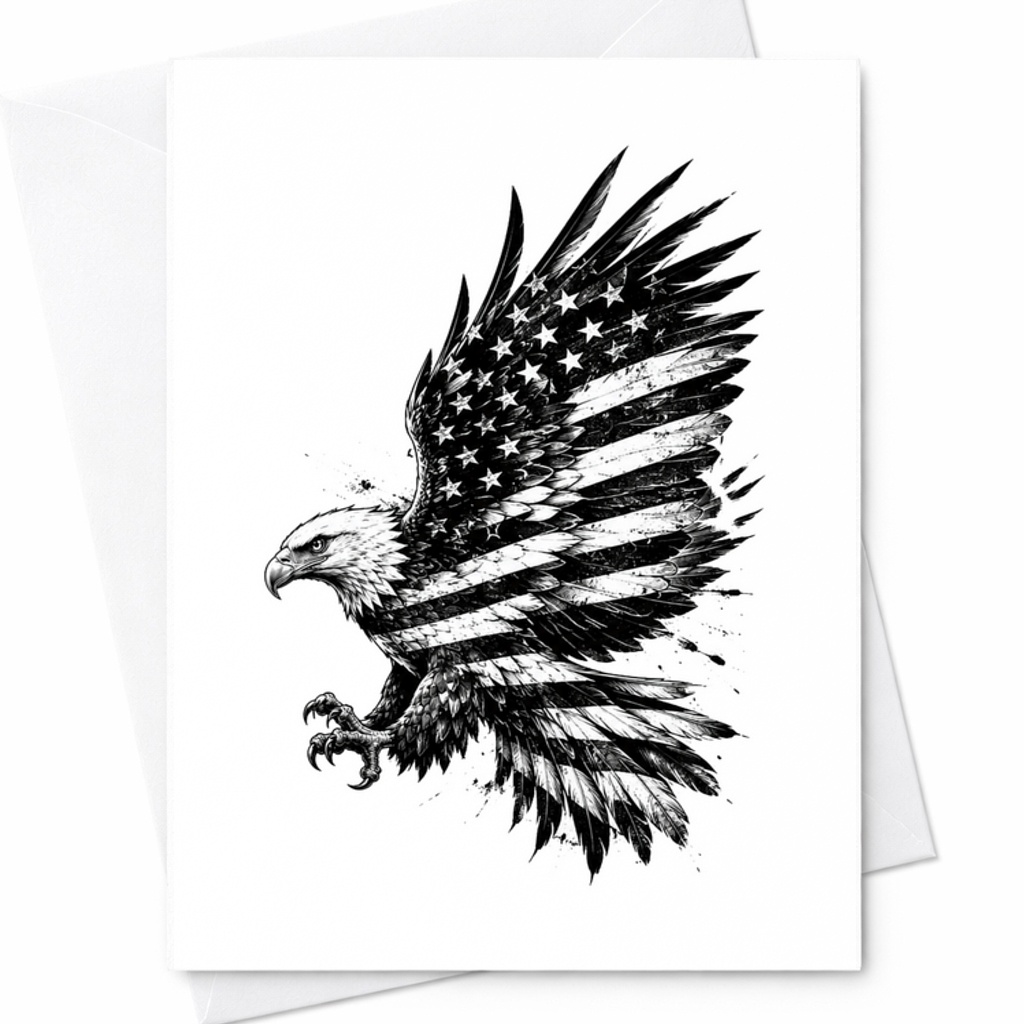 Patriotic Eagle America Flag 4th Of July Card USA Eagle Americana Independence Day C1682
