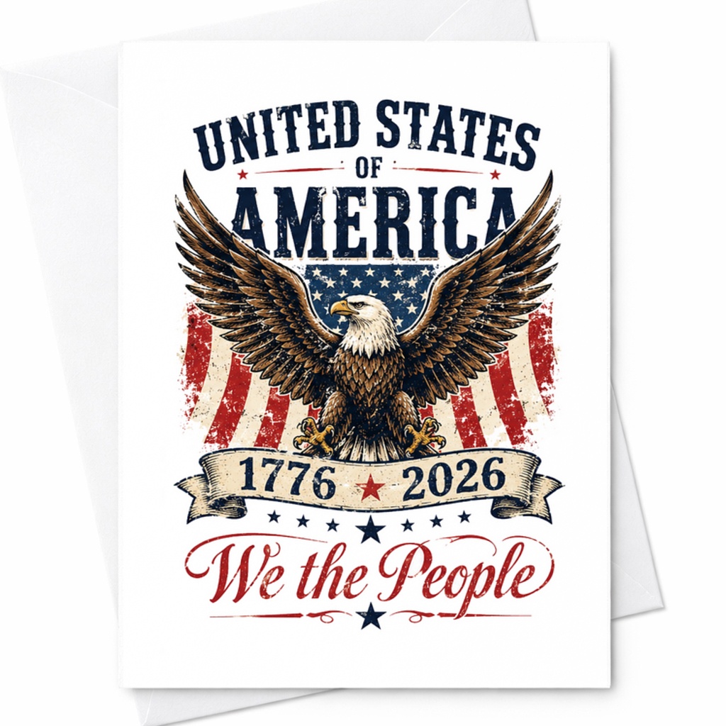 United States Of America 1776 2026 We The People Patriotic 4th Of July Independence Day Card C1687