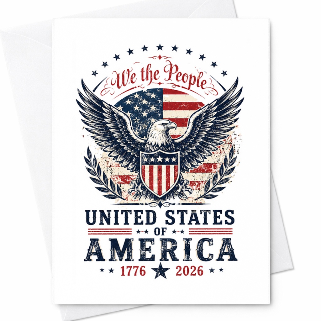 United States Of America 1776 2026 We The People Patriotic 4th Of July Card Independence Day C1688