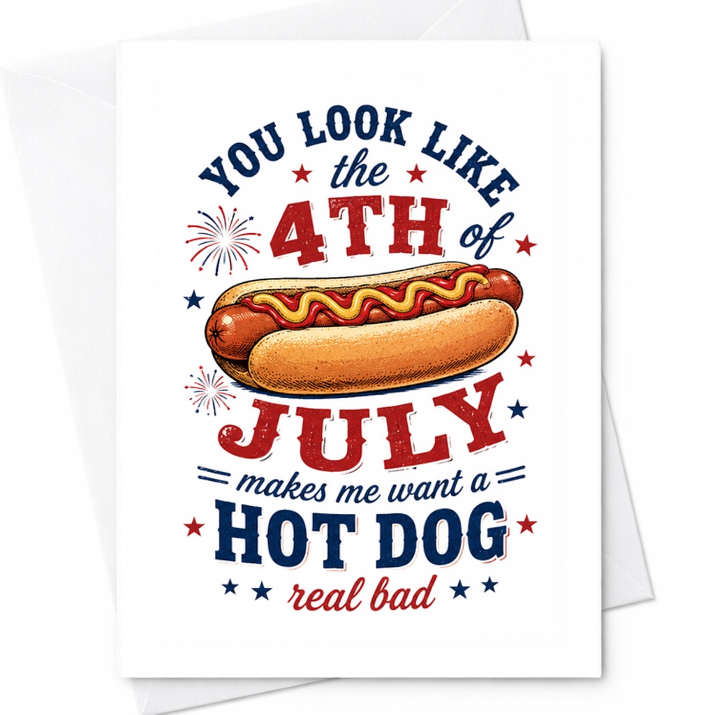 You Look Like The 4th Of July Makes Me Want A Hot Dog Real Bad Funny Patriotic Independence Day Card C1693