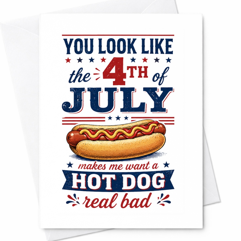 You Look Like The 4th Of July Makes Me Want A Hot Dog Real Bad Card Funny Patriotic Independence Day C1694