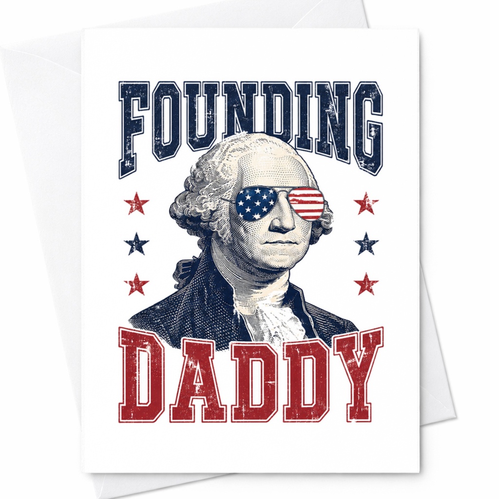 Founding Daddy Funny Patriotic George Washington 4th Of July Independence Day Dad Card America Humor C1695