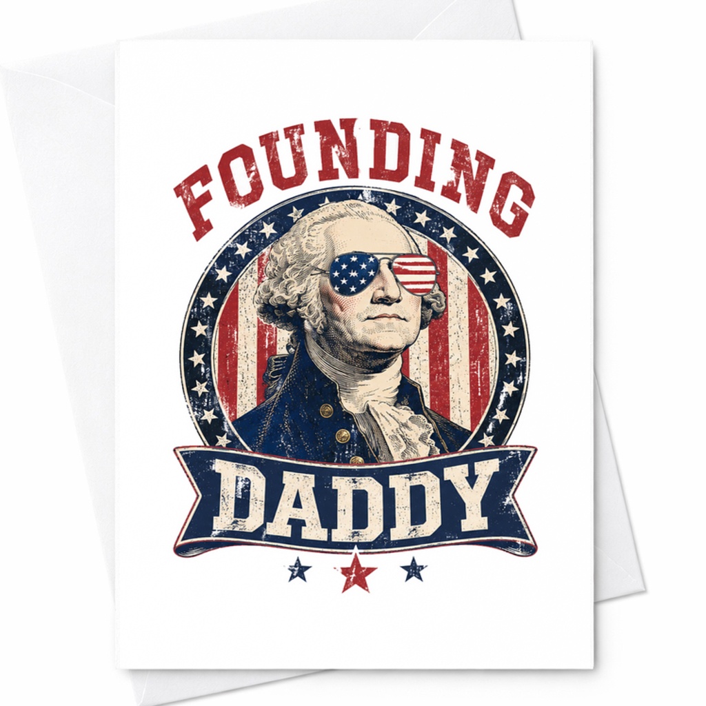 Founding Daddy Funny Patriotic George Washington 4th Of July Independence Day Dad Card America C1696