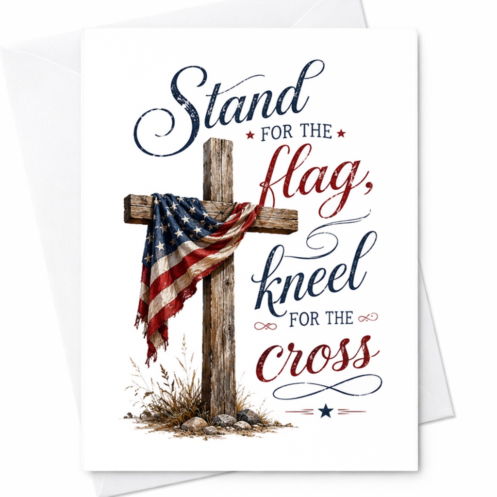 Stand For The Flag Kneel For The Cross Patriotic Christian 4th Of July Faith America Card C1699