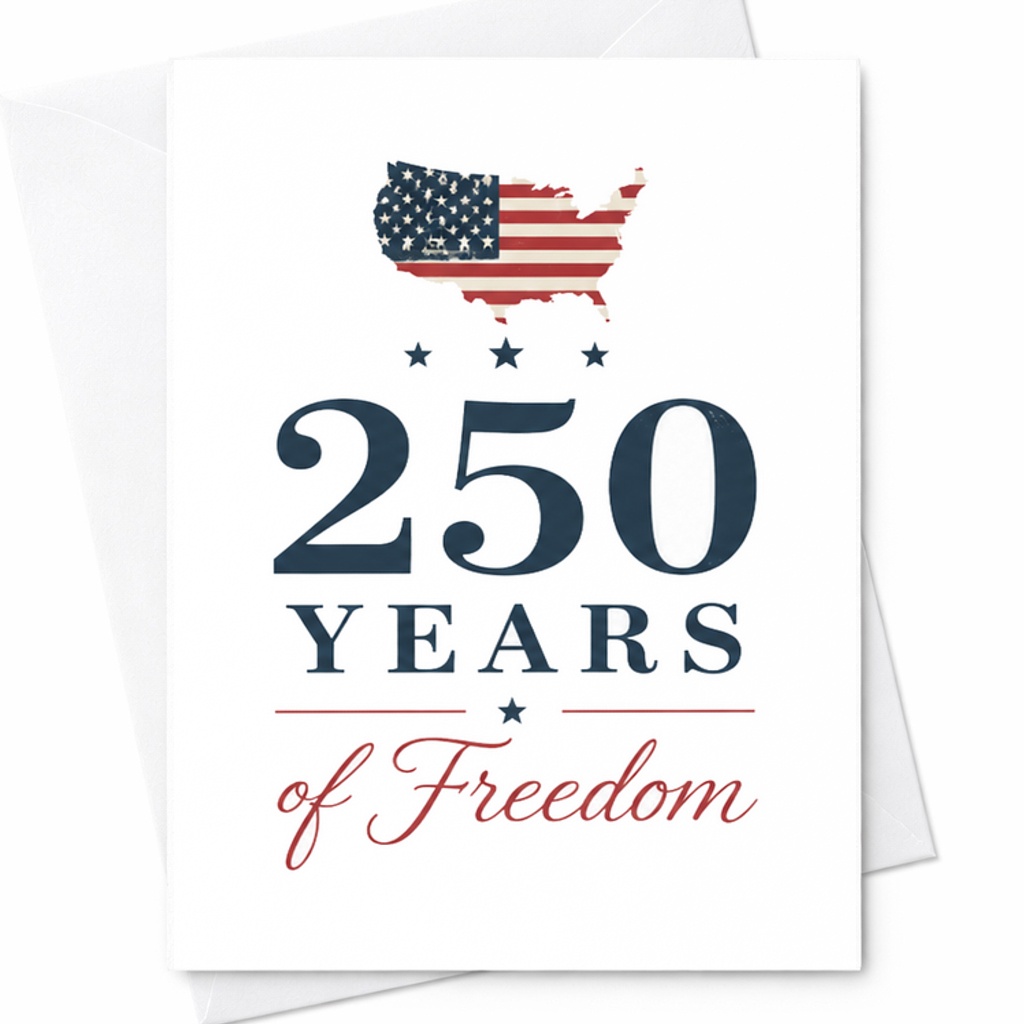 250 Years Of Freedom Patriotic America 1776 2026 Independence Day 4th Of July USA Card C1701