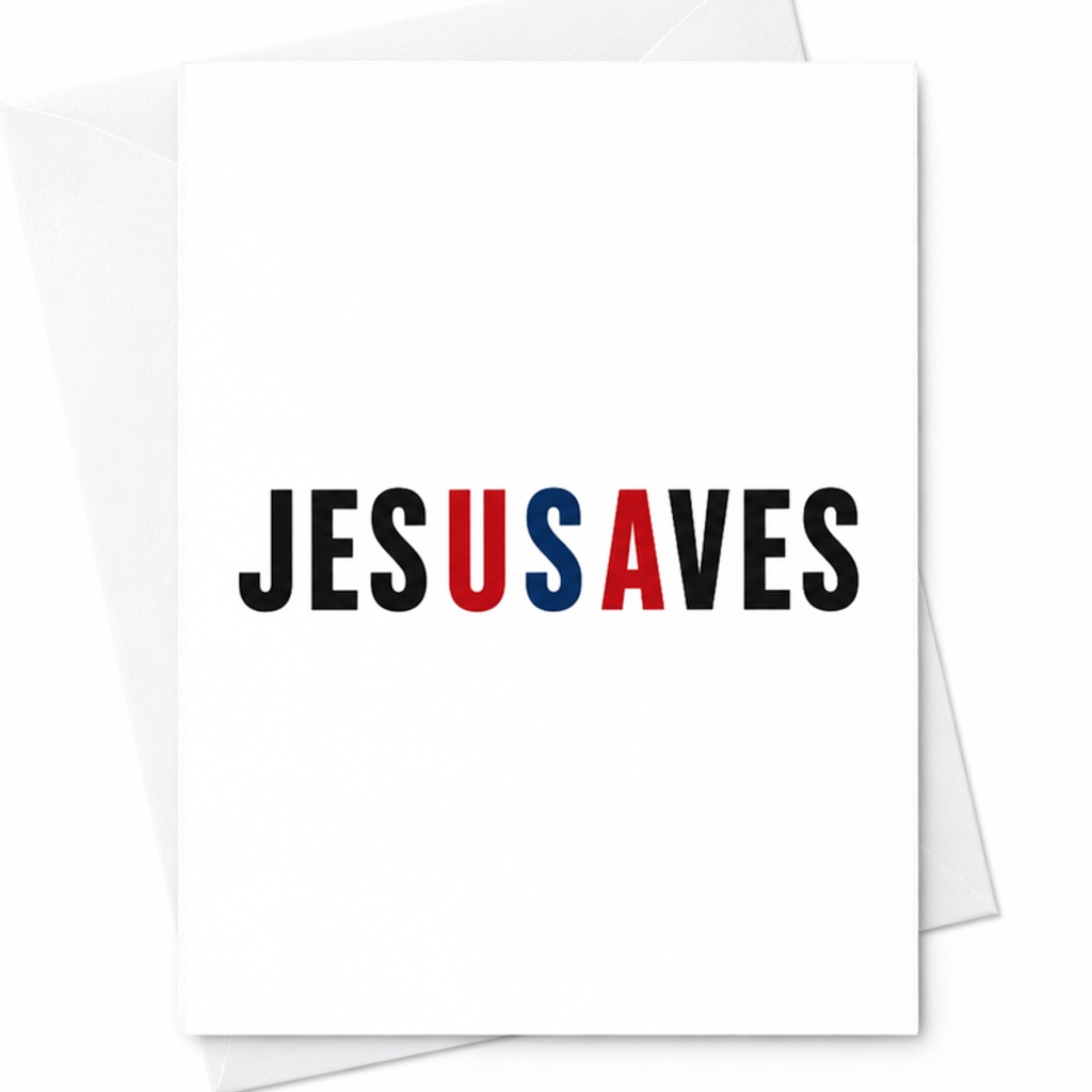 Jesus Saves Patriotic Christian 4th Of July Faith America USA Independence Day Minimalist Card C1709
