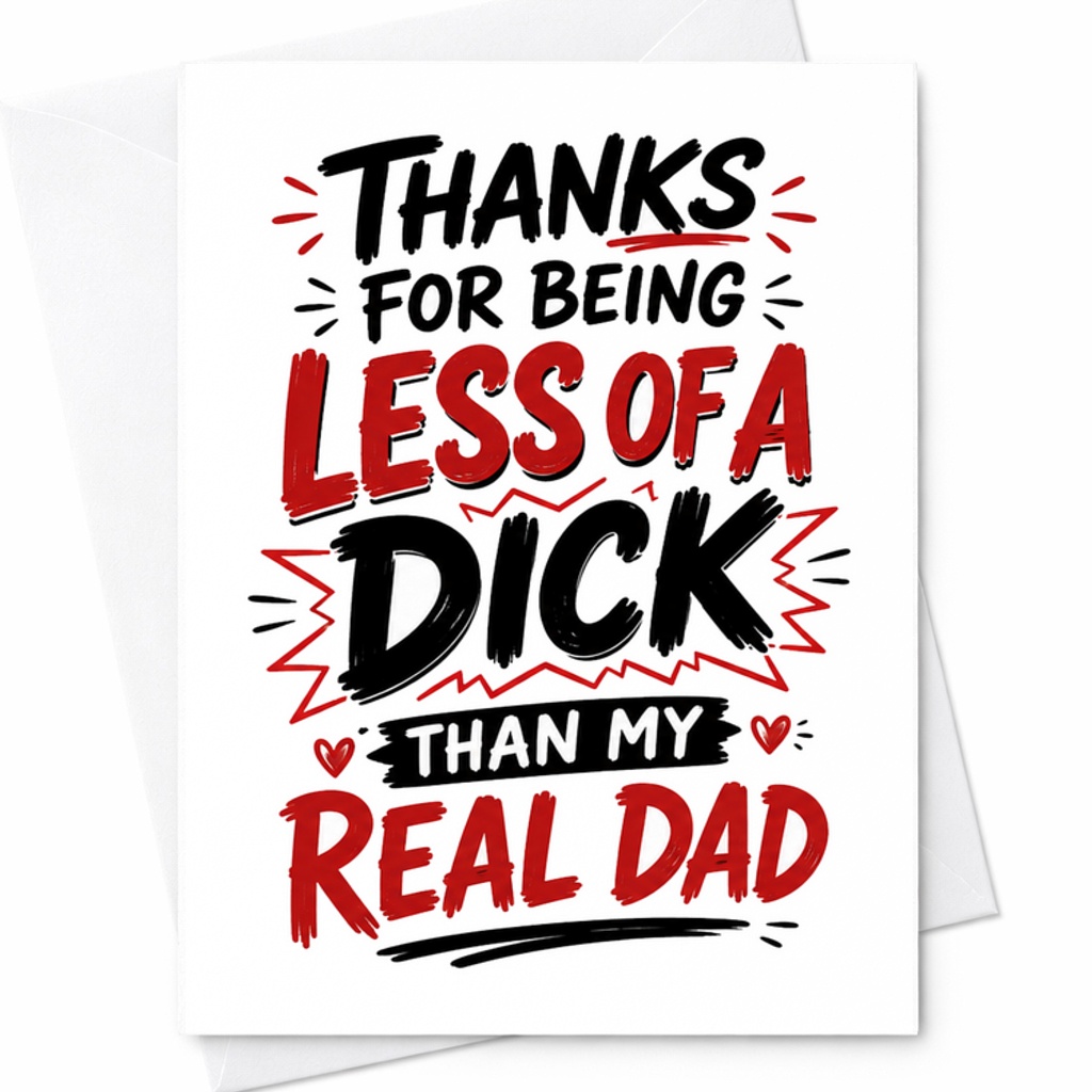 Funny Fathers Day Card Thanks For Being Less Of A Dick Than My Real Dad Adult Joke Fathers Day Card C1739