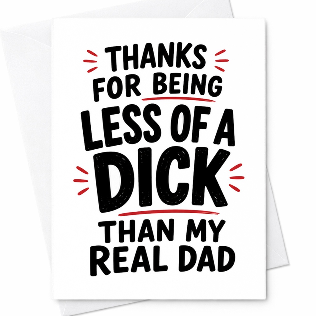 Funny Fathers Day Card Thanks For Being Less Of A Dick Than My Real Dad Funny Crude Humor Card C1741
