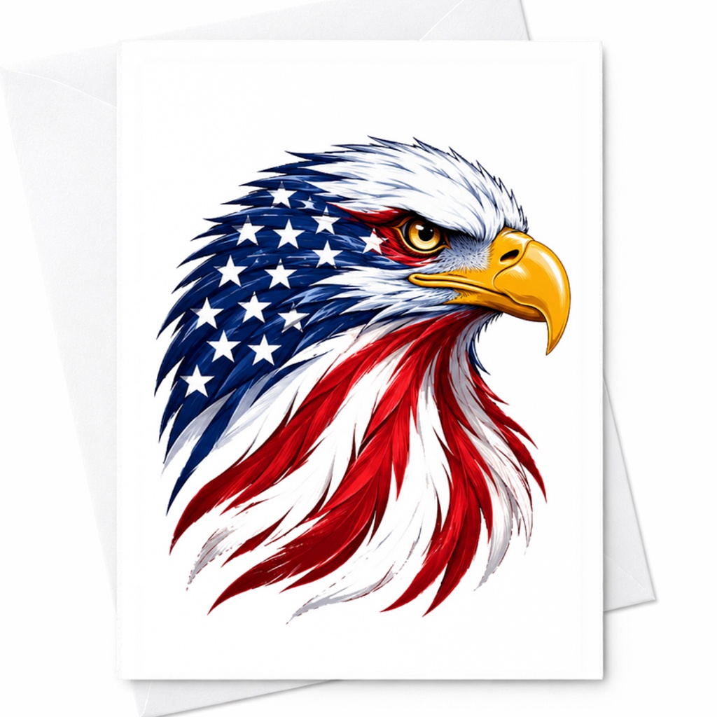 Patriotic American Eagle 4th Of July Card USA Flag Americana Freedom Independence Day Art C1781