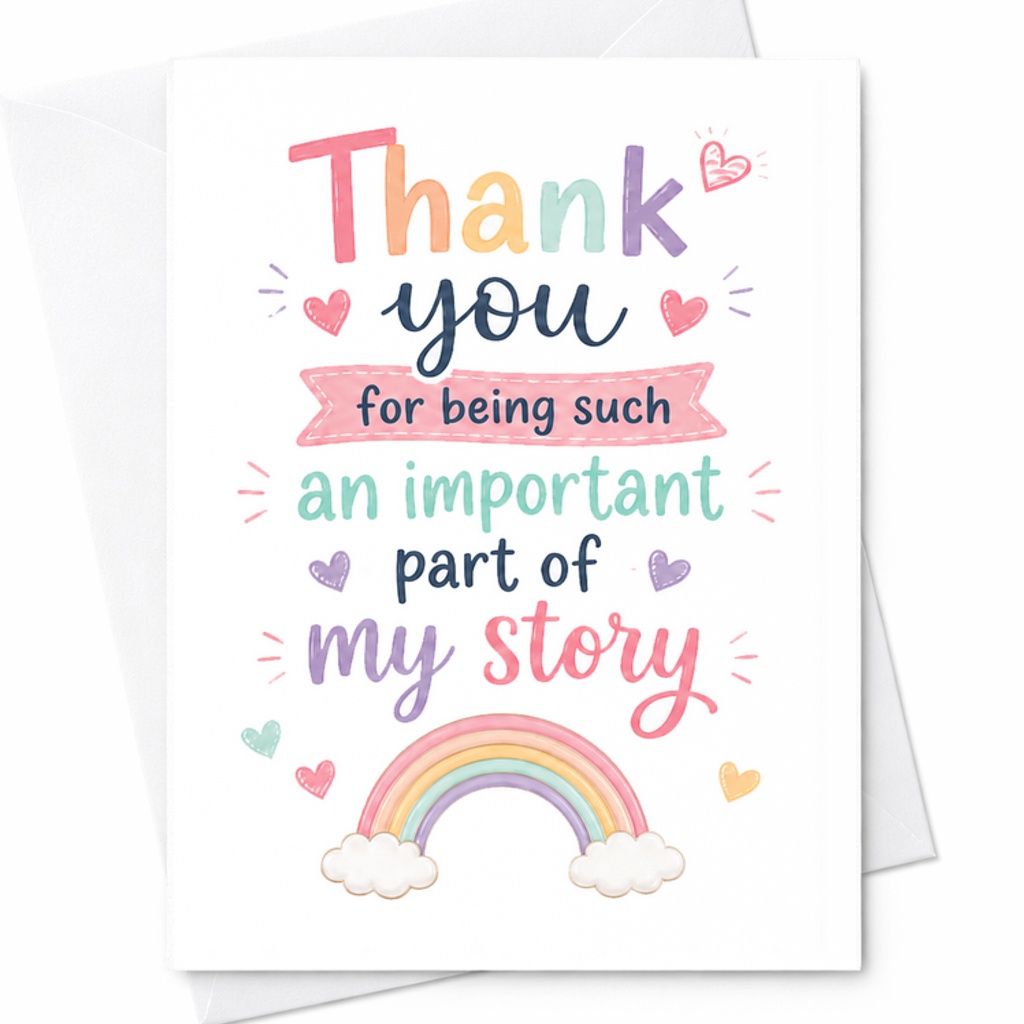 Thank You For Being Such An Important Part Of My Story Sweet Teacher Appreciation Card Gift C1796