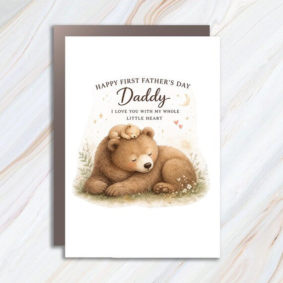 First Father's Day Card From Baby, Papa Bear For Dad, New Dad Greeting Card, Love You Daddy FC110