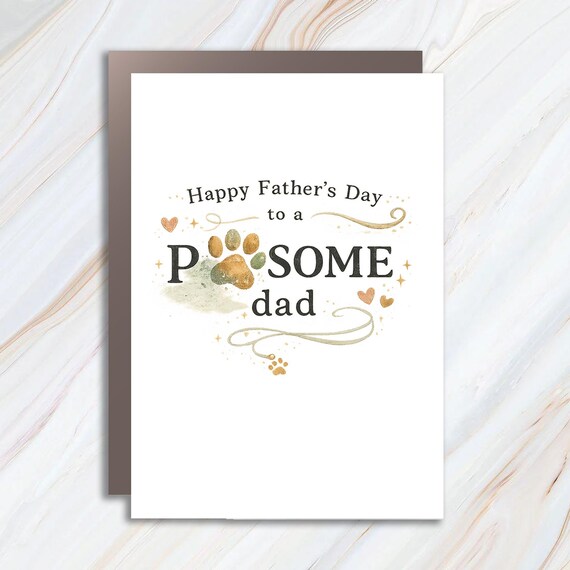 Father's Day Card From Pet - Happy Father's Day To A Pawsome Dad - Dog Or Cat Dad Gift Idea - Funny Pawthers Day PunFC125