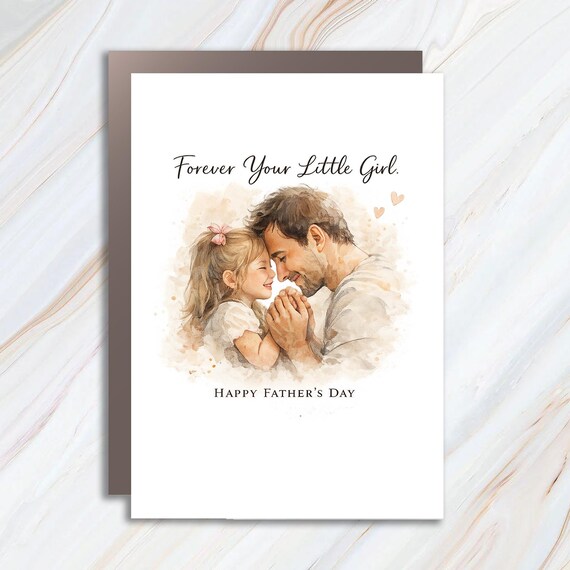 Dad And Daughter Greeting Card, Father's Day From Daughter Or Wife, Birthday Art Gift FC150
