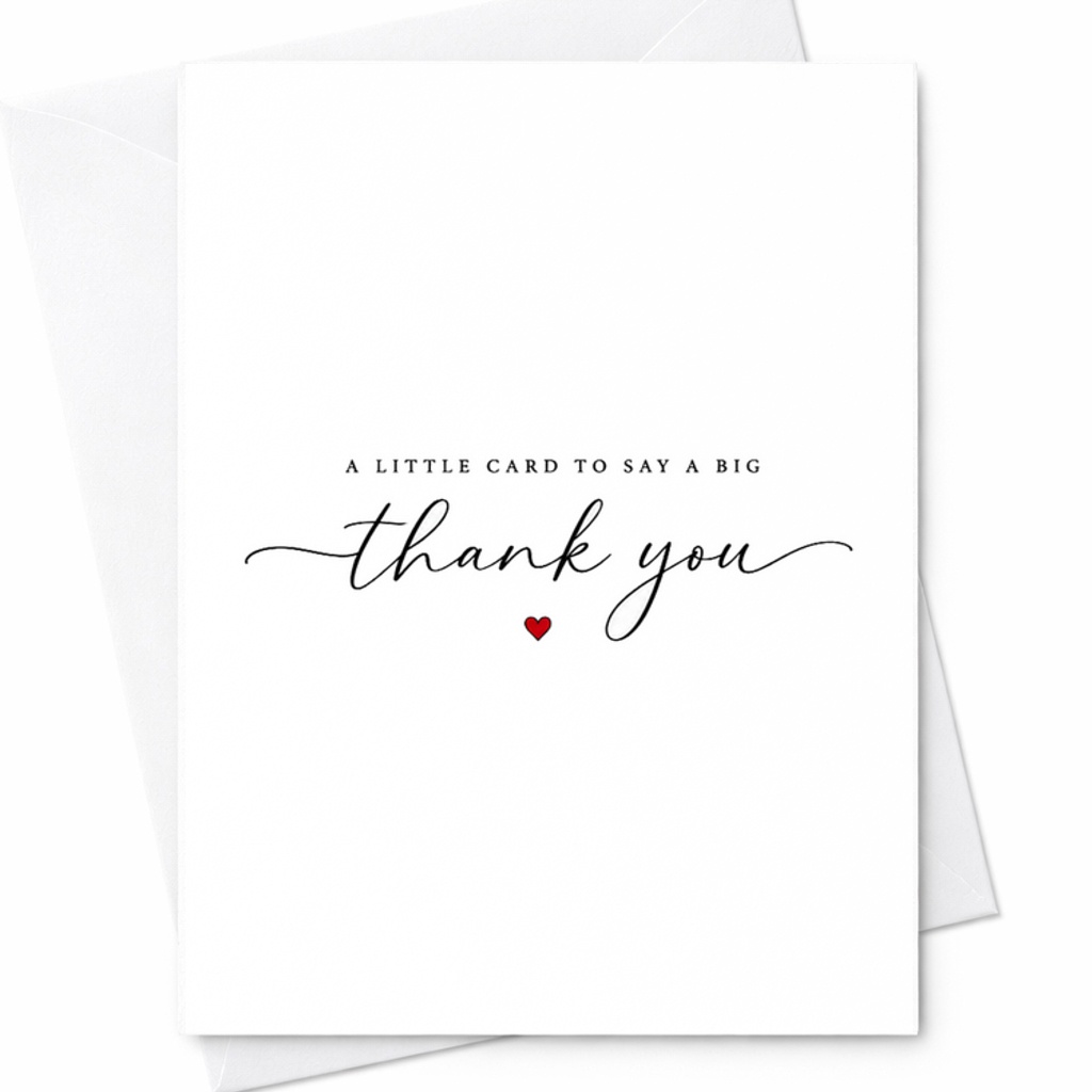 A Little Card To Say A Big Thank You Minimalist Appreciation Thank You Greeting Card C1803