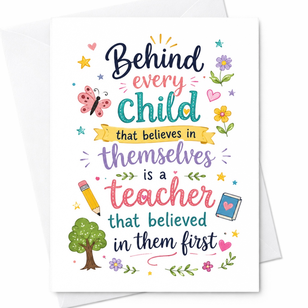 Behind Every Child That Believes In Themselves Is A Teacher That Believed In Them First Card C1819