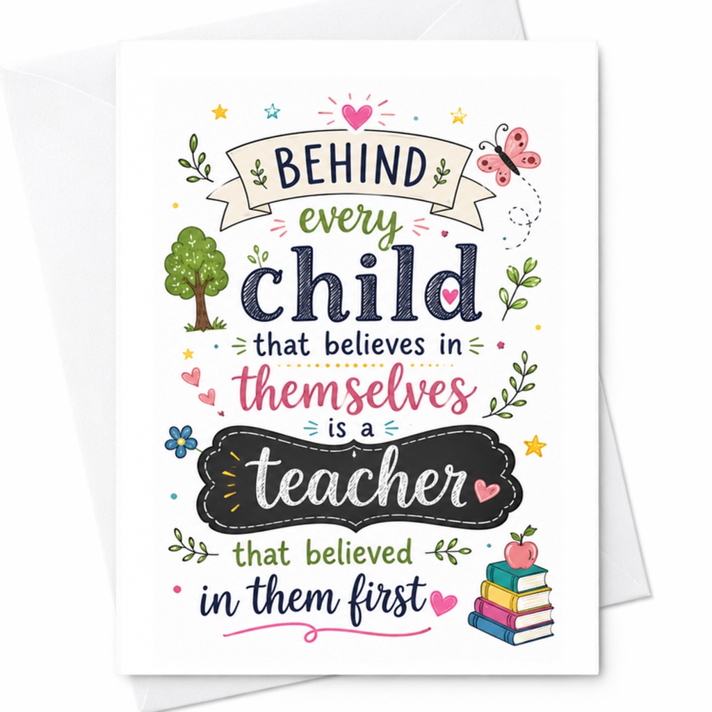 Behind Every Child That Believes In Themselves Is A Teacher That Believed In Them First Card Gift C1820