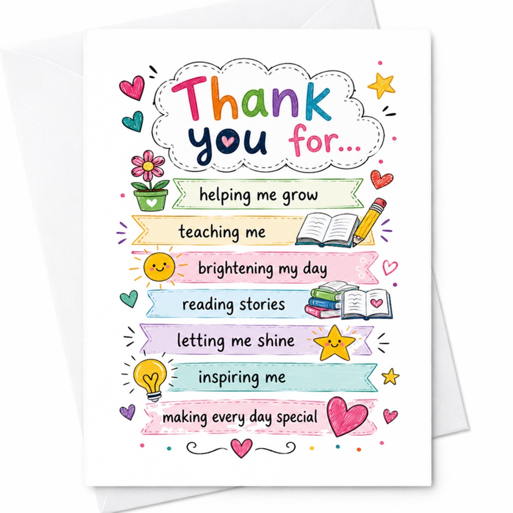 Thank You For Helping Me Grow Teacher Appreciation Card Cute Thank You Teacher Card From Student Gift C1824