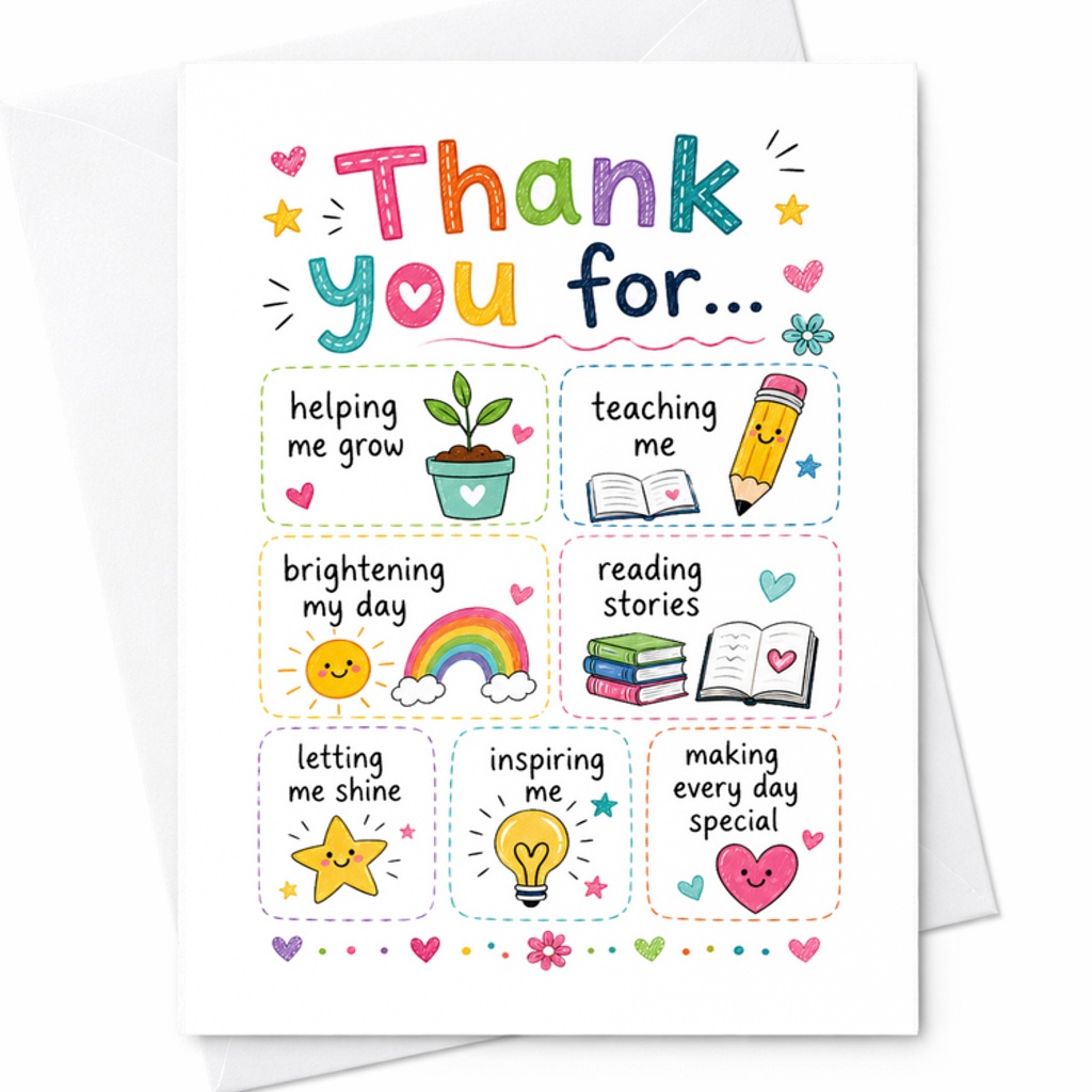 Thank You For Helping Me Grow Teacher Appreciation Card Cute Thank You Teacher Card From Student C1823