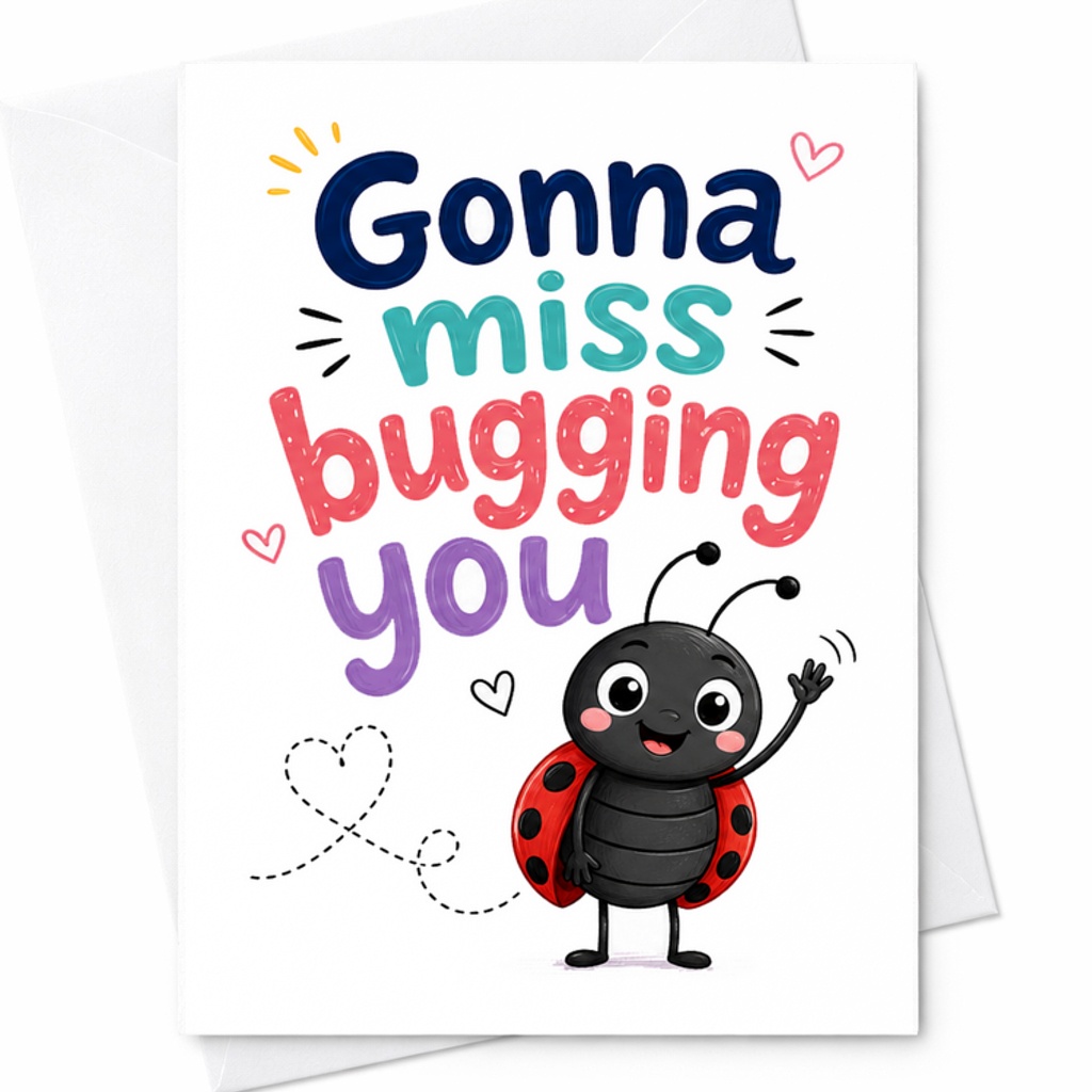 Gonna Miss Bugging You Funny Teacher Goodbye Card Cute Ladybug Teacher Appreciation Farewell Card C1831