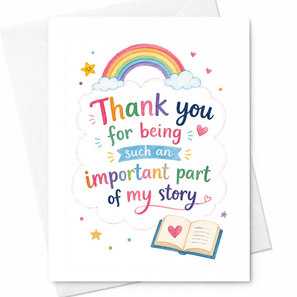 Thank You For Being Such An Important Part Of My Story Teacher Appreciation Thank You Card Gift C1828
