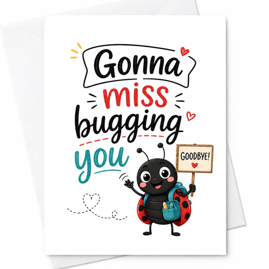 Gonna Miss Bugging You Funny Teacher Goodbye Card Cute Ladybug Teacher Appreciation Farewell Card Gift C1832
