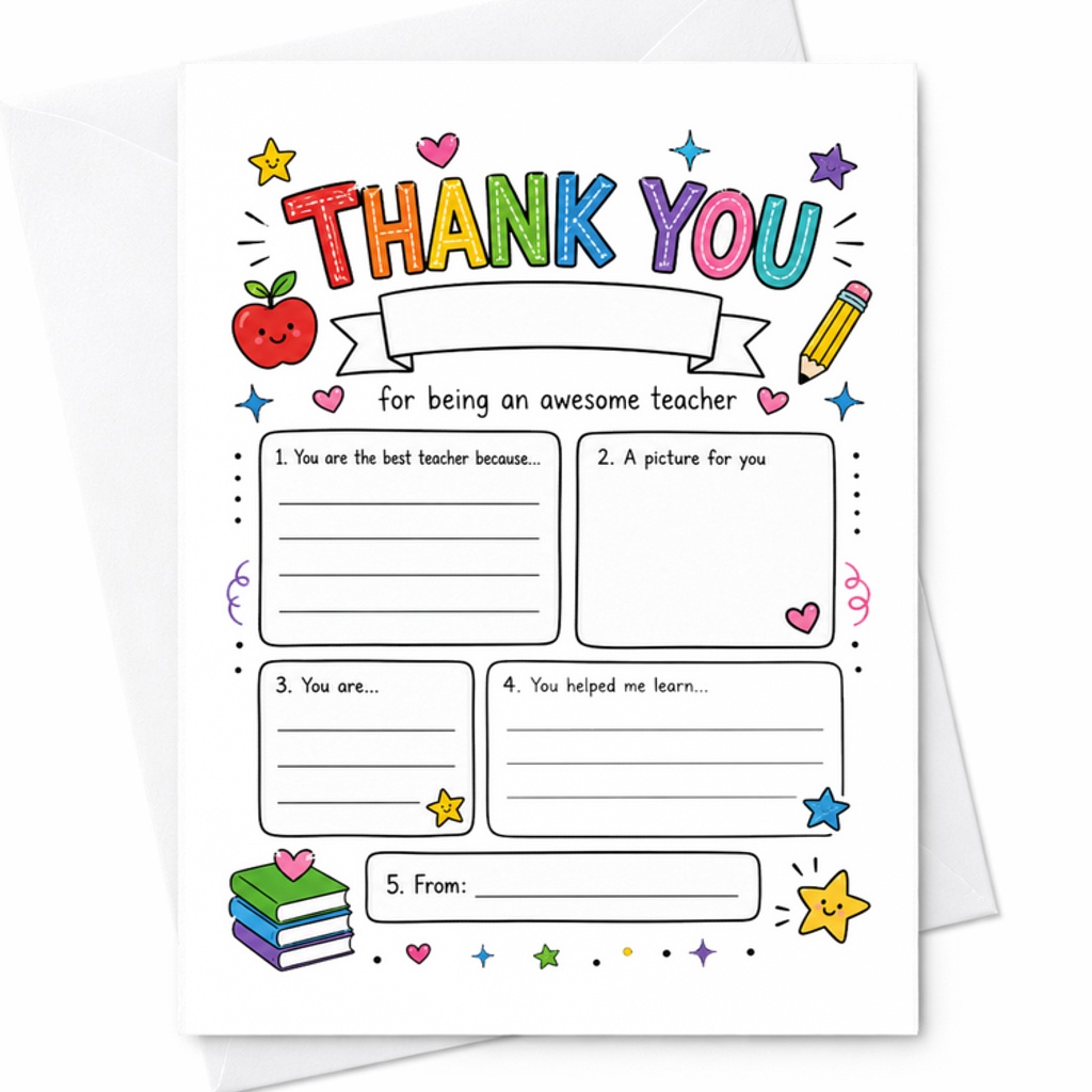 Thank You For Being An Awesome Teacher Fill In The Blank Teacher Appreciation Card From Student C1839