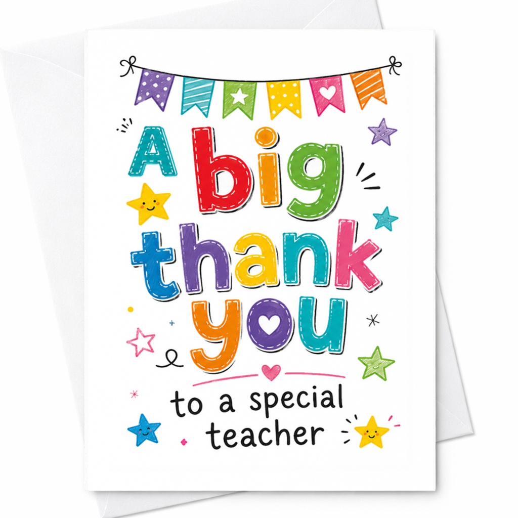A Big Thank You To A Special Teacher Cute Teacher Appreciation Thank You Card C1833