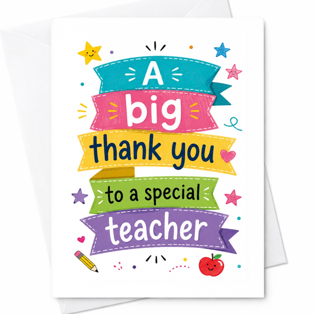 A Big Thank You To A Special Teacher Cute Teacher Appreciation Thank You Card Gift C1834