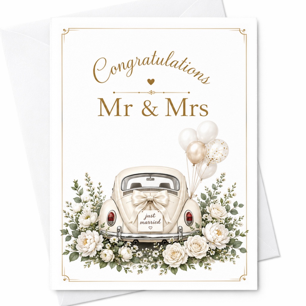 Congratulations Mr And Mrs Elegant Wedding Congratulations Card Just Married Newlywed Couple Bridal Shower Card C1846