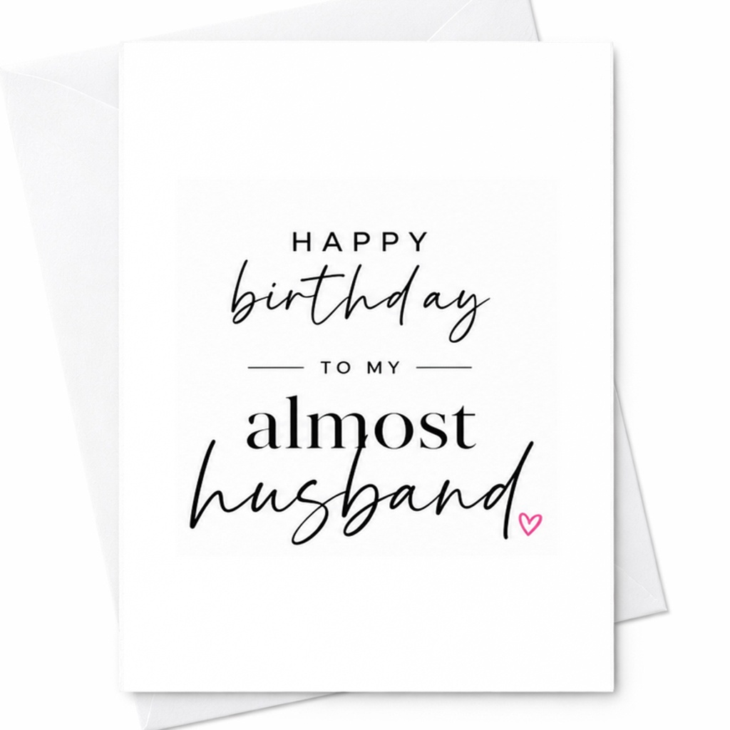 Happy Birthday To My Almost Husband Birthday Card For Fiancé Future Husband Minimalist Romantic Birthday Card C1847