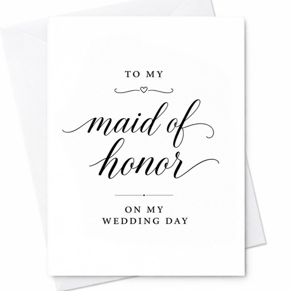 To My Maid Of Honor On My Wedding Day Maid Of Honor Thank You Card Elegant Bridal Party Wedding Card C1849