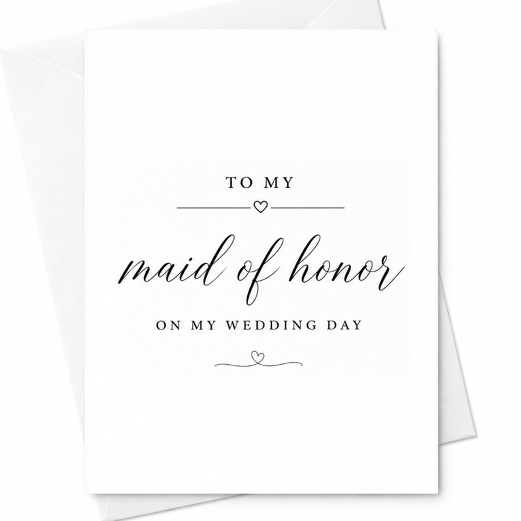 To My Maid Of Honor On My Wedding Day Maid Of Honor Thank You Card Elegant Bridal Party Wedding Card Gift C1850