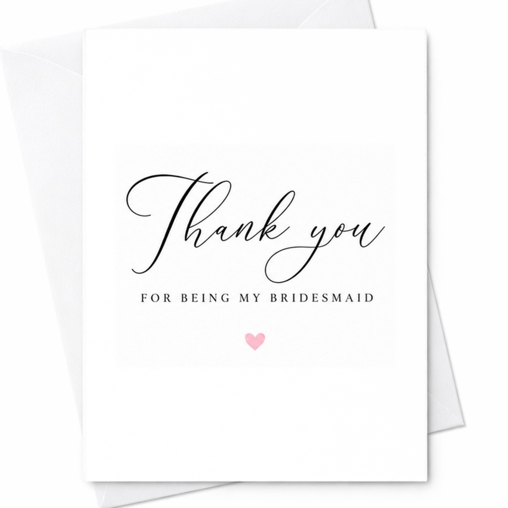 Thank You For Being My Bridesmaid Elegant Bridesmaid Thank You Card Minimalist Bridal Party Wedding Card C1856