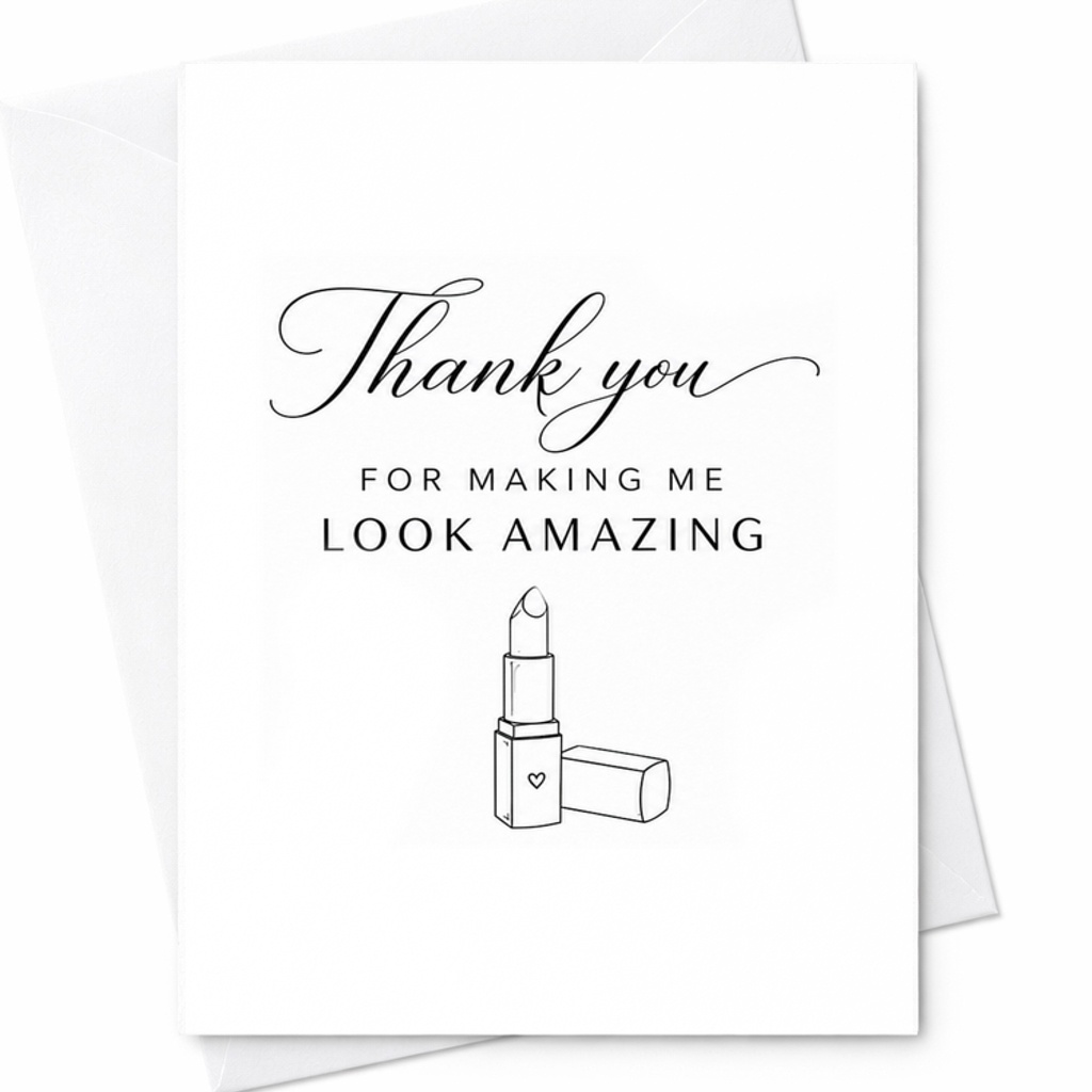 Thank You For Making Me Look Amazing Wedding Makeup Artist Thank You Card Bridal Beauty Vendor Appreciation Card C1857